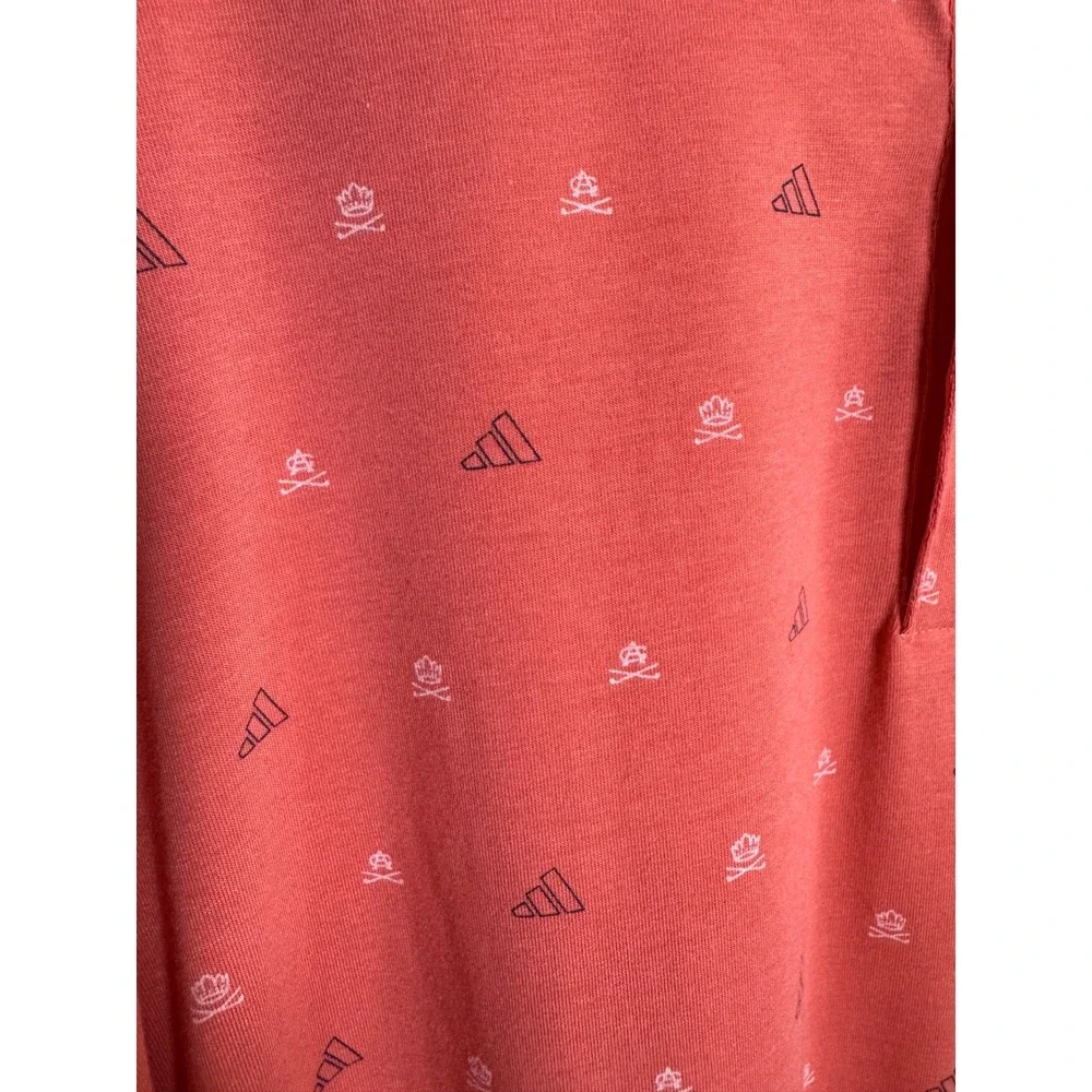 Adidas Mens 2XL Coral Pink Go‎ to Mini Crest All Over Print Golf Polo Shirt